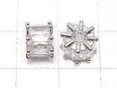 Metal parts Rondelle 9x9x6.5mm Silver Color (with CZ) 2pcs
