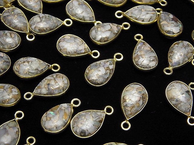 [Video]Copper Opal AAA Bezel Setting Pear shape 13x9mm 18KGP 3pcs
