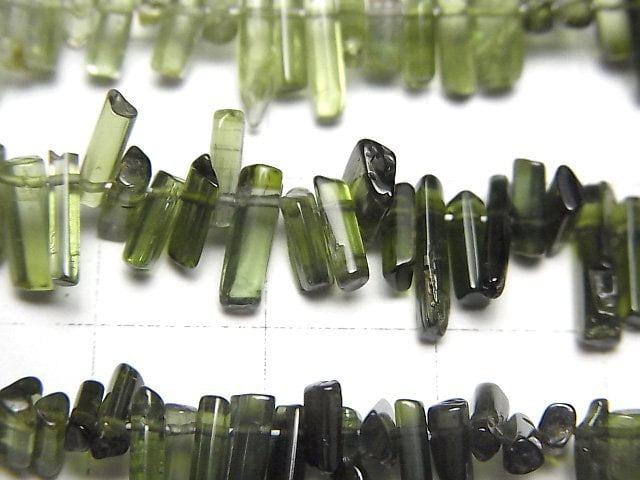 [Video]Green Tourmaline AA++ Stick Top Side Drilled Hole half or 1strand beads (aprx.4inch/9cm)