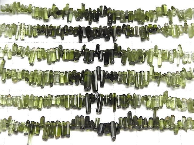 [Video]Green Tourmaline AA++ Stick Top Side Drilled Hole half or 1strand beads (aprx.4inch/9cm)