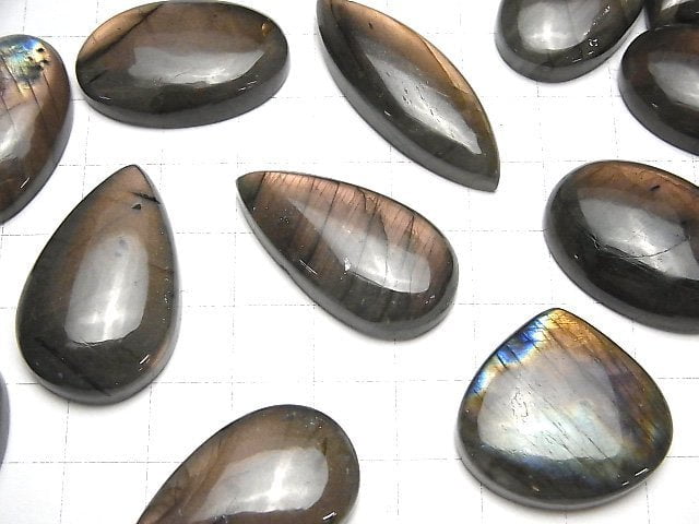 [Video]Pink-Orange Labradorite AA++ Mix Shape Cabochon 2pcs