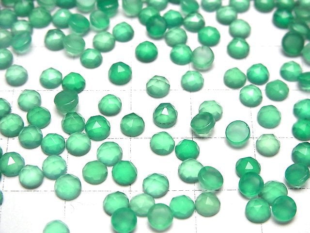[Video]High Quality Green Onyx AAA Round Rose Cut 4x4mm 10pcs