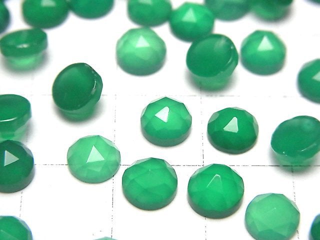 [Video]High Quality Green Onyx AAA Round Rose Cut 6x6mm 5pcs