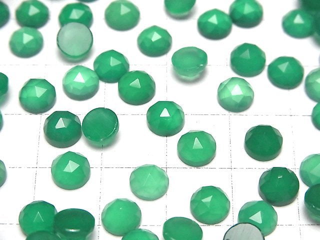 [Video]High Quality Green Onyx AAA Round Rose Cut 6x6mm 5pcs