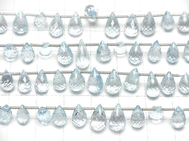[Video]High Quality Sky Blue Topaz AAA- Drop Faceted Briolette half or 1strand (20pcs )