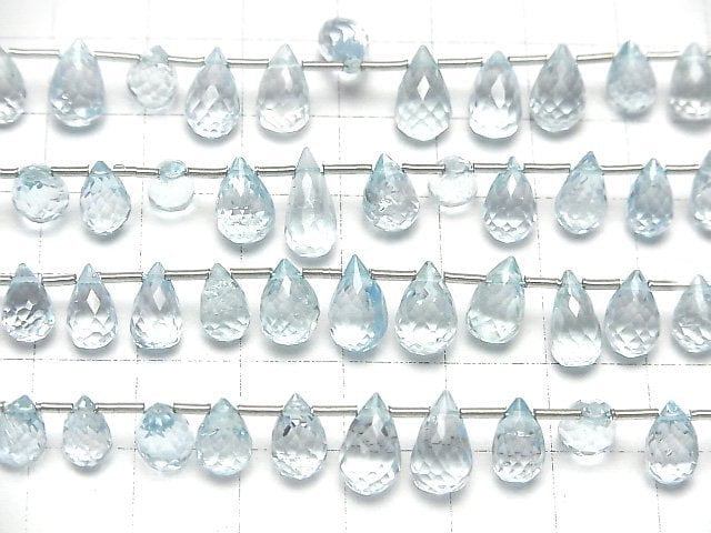 [Video]High Quality Sky Blue Topaz AAA- Drop Faceted Briolette half or 1strand (20pcs )