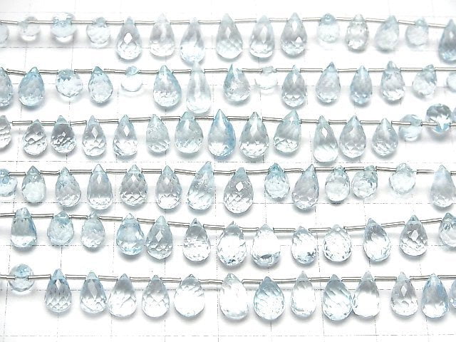 High Quality Sky Blue Topaz AAA- Drop Faceted Briolette half or 1strand beads (20pcs )