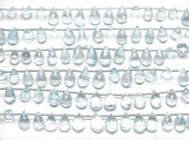 [Video]High Quality Sky Blue Topaz AAA- Drop Faceted Briolette half or 1strand (20pcs )