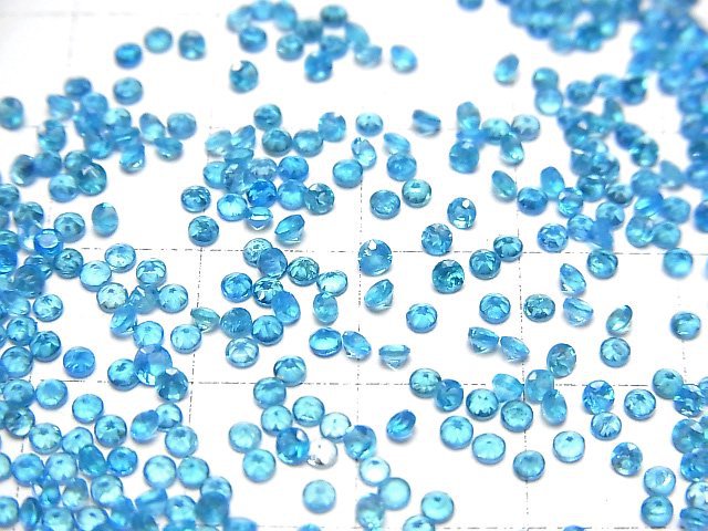 [Video]High Quality Neon Blue Apatite AAA Loose stone Round Faceted 2x2mm 10pcs