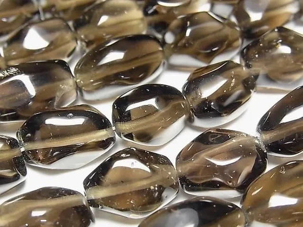[Video]Smoky Quartz AAA- Faceted Nugget 1strand beads (aprx.15inch/37cm)