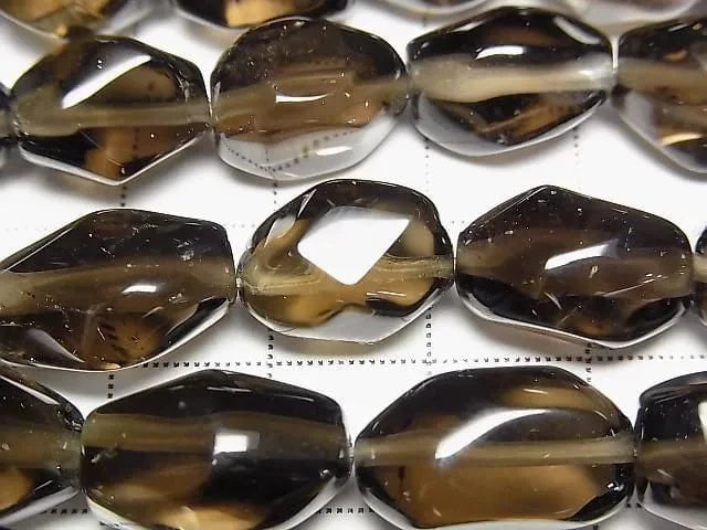 [Video]Smoky Quartz AAA- Faceted Nugget 1strand beads (aprx.15inch/37cm)