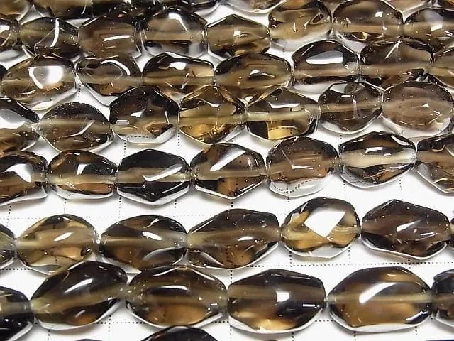 [Video]Smoky Quartz AAA- Faceted Nugget 1strand beads (aprx.15inch/37cm)