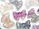 [Video] Multicolor Fluorite AAA- Ribbon motif 14x18mm [Horizontal hole] 5pcs