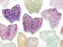[Video] Multicolor Fluorite AAA- Butterfly motif 14x18mm [Horizontal hole] 5pcs