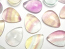 [Video] Multicolor Fluorite AAA- Pear shape Cabochon 20x15mm [Pastel] 3pcs