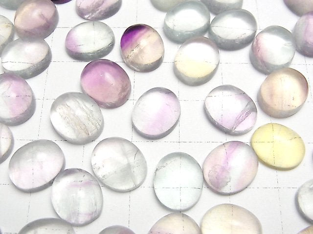 [Video] Multicolor Fluorite AAA- Oval Cabochon 12x10mm [Pastel] 3pcs