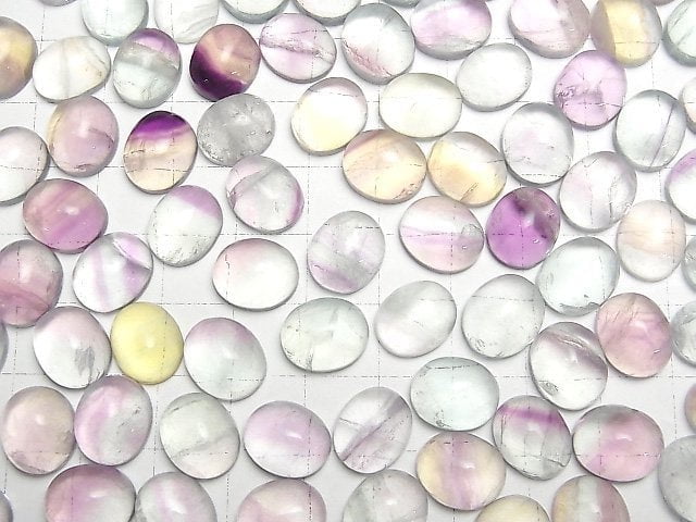 [Video] Multicolor Fluorite AAA- Oval Cabochon 12x10mm [Pastel] 3pcs