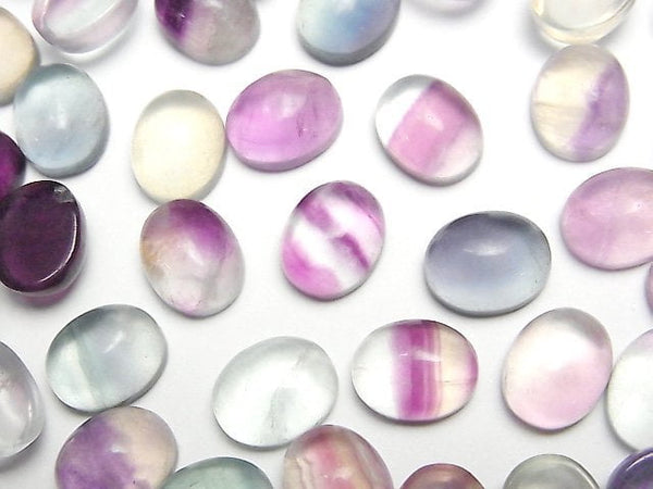 [Video] Multi-color Fluorite AAA- Oval Cabochon 10x8mm 5pcs