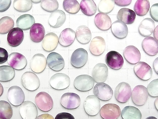 [Video] Multi-color Fluorite AAA- Oval Cabochon 10x8mm 5pcs