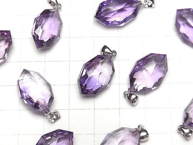 [Video]High Quality Amethyst AAA Multiple Facets Faceted Pendant Silver925 1pc