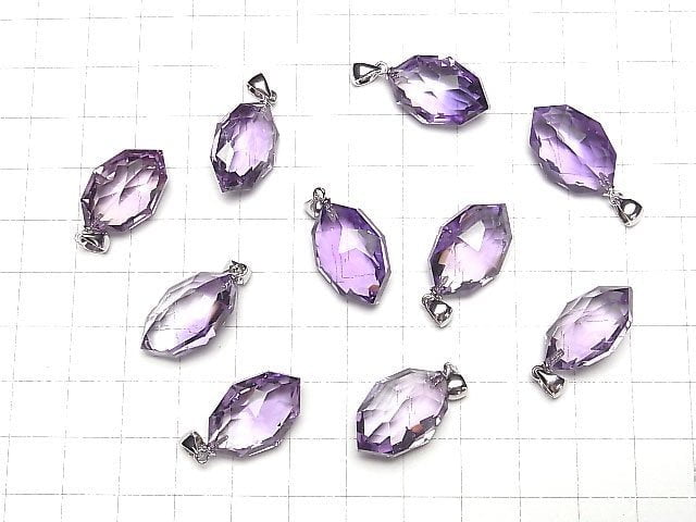 [Video]High Quality Amethyst AAA Multiple Facets Faceted Pendant Silver925 1pc