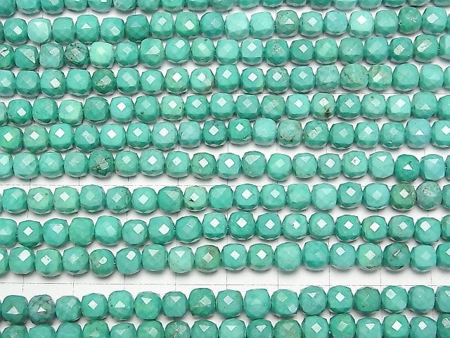 [Video]High Quality! Magnesite Turquoise Cube Shape 5x5x5mm [Green] 1strand beads (aprx.15inch/37cm)