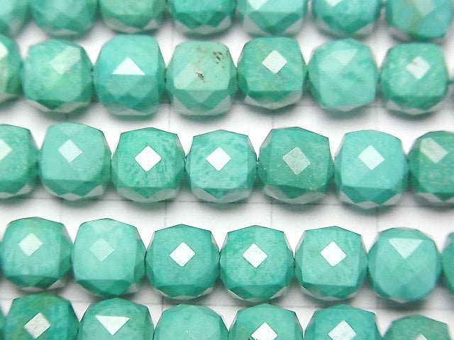 [Video]High Quality! Magnesite Turquoise Cube Shape 7x7x7mm [Green] 1strand beads (aprx.15inch/37cm)