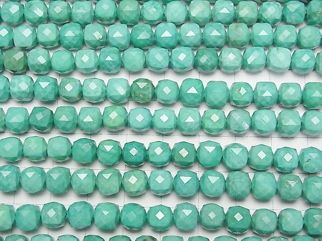 [Video]High Quality! Magnesite Turquoise Cube Shape 7x7x7mm [Green] 1strand beads (aprx.15inch/37cm)