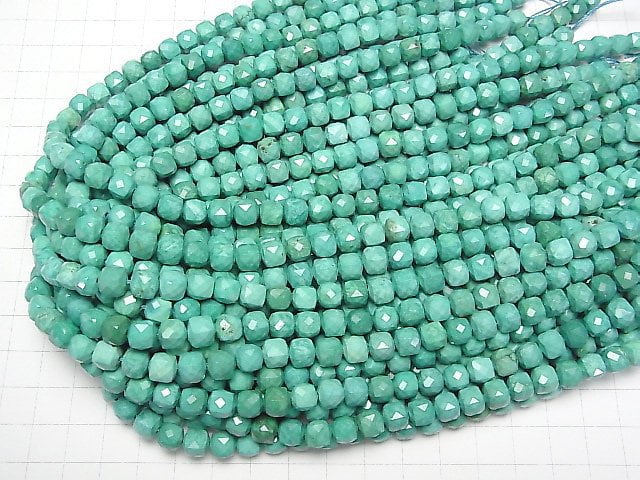 [Video]High Quality! Magnesite Turquoise Cube Shape 7x7x7mm [Green] 1strand beads (aprx.15inch/37cm)