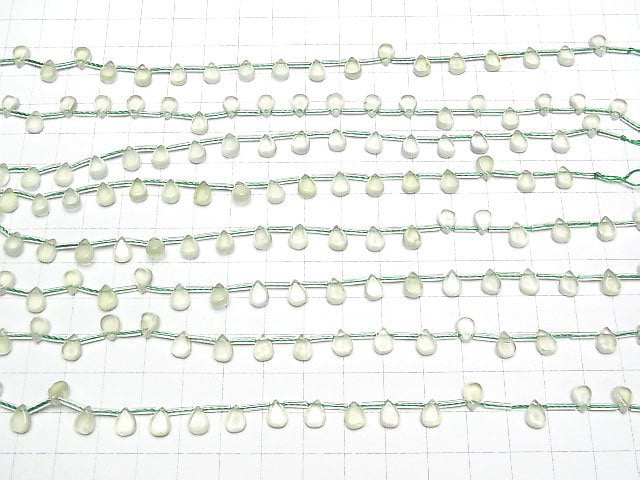 [Video]High Quality Prehnite AAA Pear shape (Smooth) 7x5mm 1strand beads (aprx.7inch/17cm)