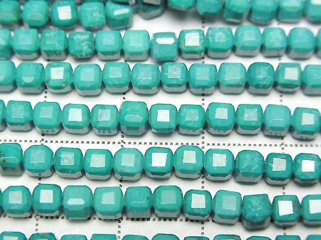 [Video] High Quality! Magnesite Turquoise Cube Shape 3.5x3.5x3.5mm [Green] 1-strand beads (approx. 14inch/35cm)