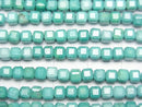 [Video]High Quality! Magnesite Turquoise Cube Shape 3.5x3.5x3.5mm [Green] 1strand beads (aprx.15inch/37cm)
