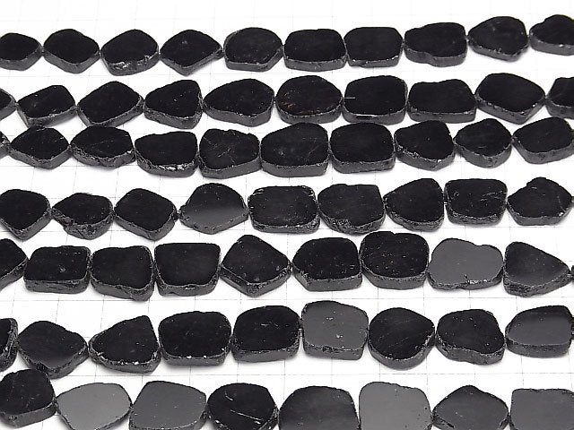 [Video]Black Tourmaline Slice Nugget 1strand beads (aprx.7inch/17cm)