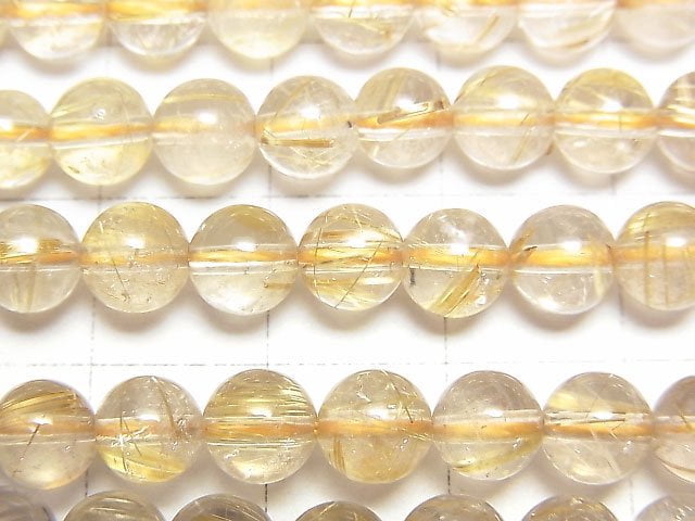 [Video]High Quality Rutilated Quartz AAA-Round 6mm 1/4 or 1strand beads (aprx.15inch/36cm)