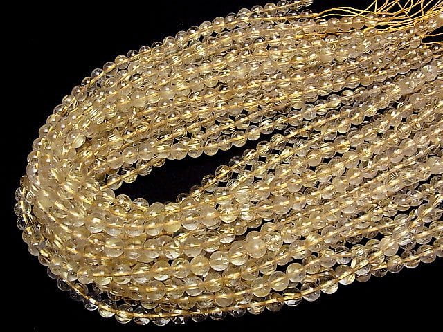 [Video]High Quality Rutilated Quartz AAA-Round 6mm 1/4 or 1strand beads (aprx.15inch/36cm)