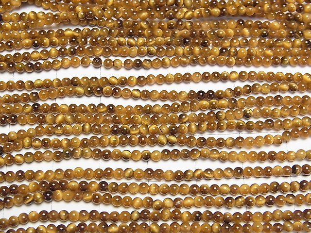 [Video]Yellow Tiger's Eye AAA Round 2mm HoneyColor 1strand beads (aprx.15inch/37cm)