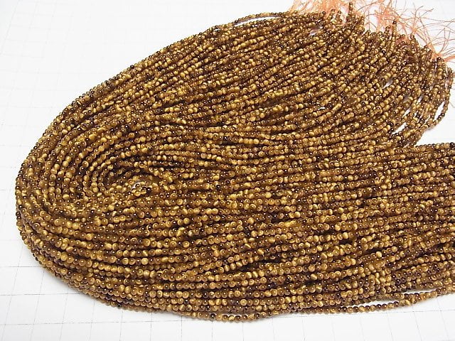 [Video]Yellow Tiger's Eye AAA Round 2mm HoneyColor 1strand beads (aprx.15inch/37cm)