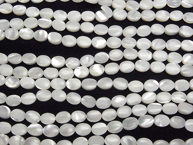 [Video] Mother of Pearl MOP White Oval 8x6mm 1strand beads (aprx.15inch/37cm)