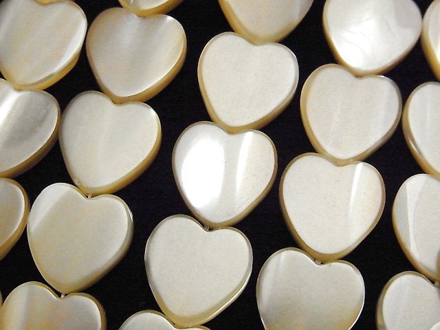 [Video]Mother of Pearl MOP Beige Vertical Hole Heart Shape 12x12mm 1strand beads (aprx.15inch/37cm)
