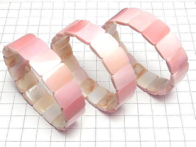 [Video] Queen Conch Shell AAA 2-Hole Rectangle 16x12mm 1-Strand (Bangle Bracelet)