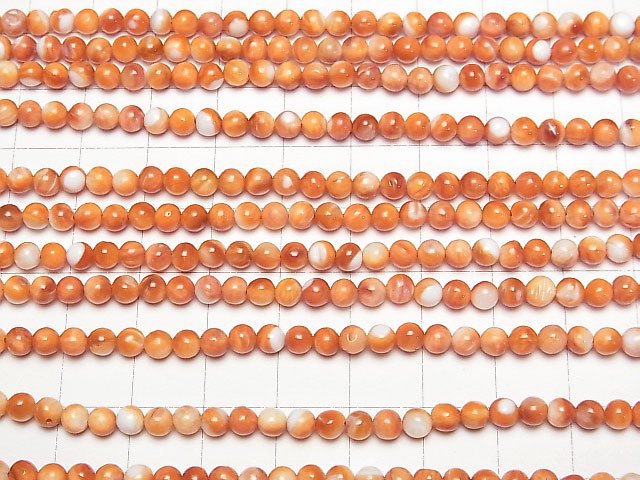 [Video] Spiny Oyster Shell Round 4mm 1/4 or 1strand beads (aprx.15inch/38cm)