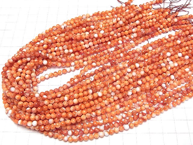 [Video] Spiny Oyster Shell Round 4mm 1/4 or 1strand beads (aprx.15inch/38cm)