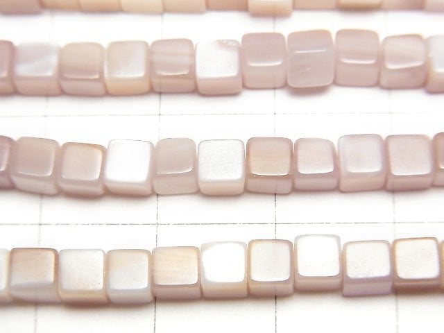 [Video] High Quality Pink Shell AAA Cube 4x4x4mm half or 1strand beads (aprx.15inch/38cm)