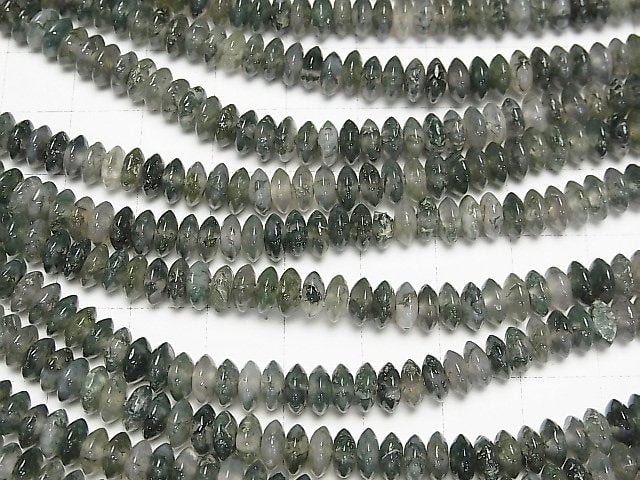 [Video]Moss Agate AAA- Rondelle 6x6x2.5mm 1strand beads (aprx.15inch/36cm)