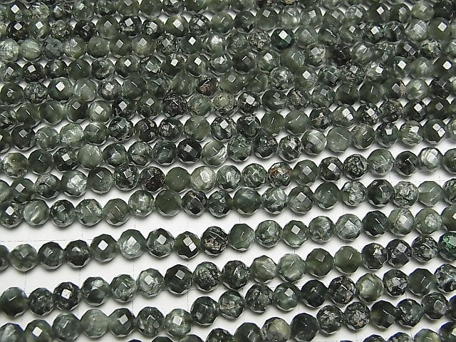 [Video]High Quality! Seraphinite AA+ Faceted Round 5mm 1strand beads (aprx.15inch/36cm)