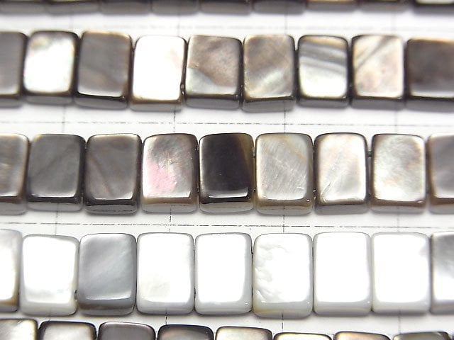 [Video] High Quality Black Shell (Black-lip Oyster ) 2 Hole Rectangle 7x5mm 1/4 or 1strand beads (aprx.15inch/38cm)