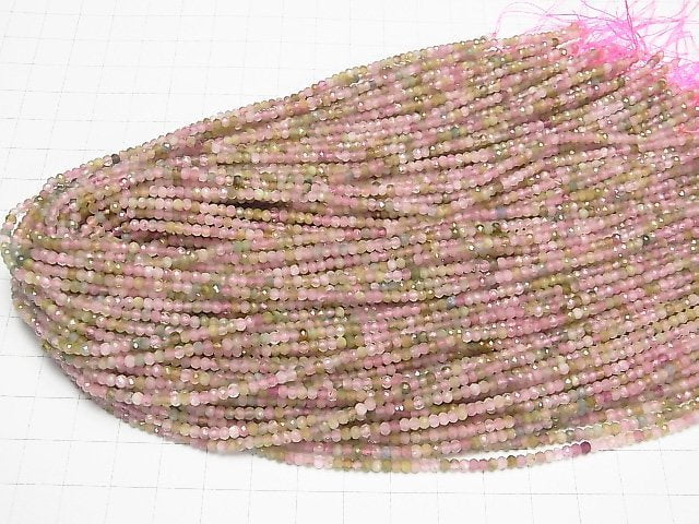 [Video]High Quality! MultiColor Tourmaline AA+ Faceted Button Roundel 3x3x2mm 1strand beads (aprx.15inch/38cm)