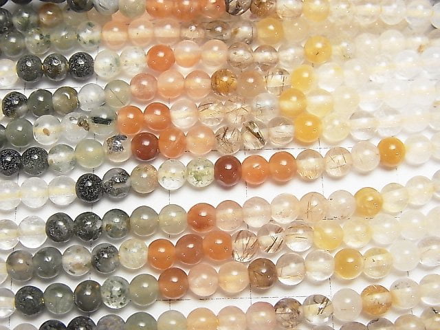 [Video] Multi-Color Rutilated Quartz AA+ Round 4mm 1strand beads (aprx.15inch/37cm)