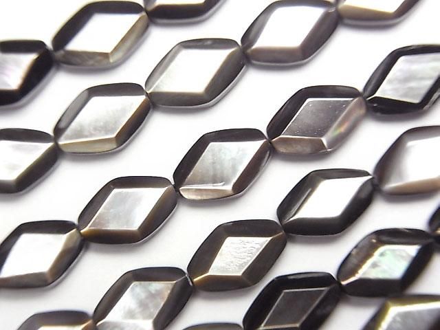 Coque Noire de Haute Qualité (Huître à Lèvre Noire) Forme de Diamant AAA 9x6mm Perles 1/4 ou 1 fil (env. 38cm/15pouces)