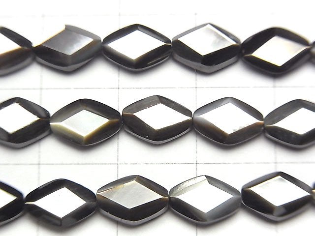 [Video]High Quality Black Shell (Black-lip Oyster )AAA Diamond Shape 9x6mm 1/4 or 1strand beads (aprx.15inch/38cm)